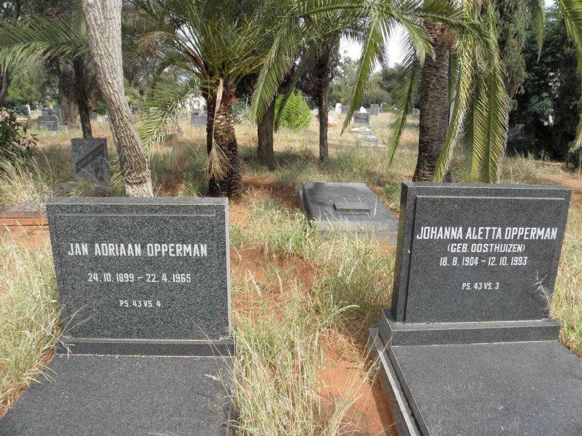 OPPERMAN Jan Adriaan 1899-1965 & Johanna Aletta OOSTHUIZEN 1904-1993