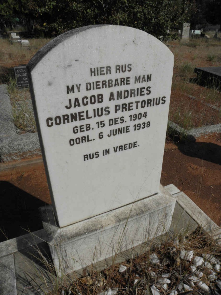 PRETORIUS Jacob Andries Cornelius 1904-1938