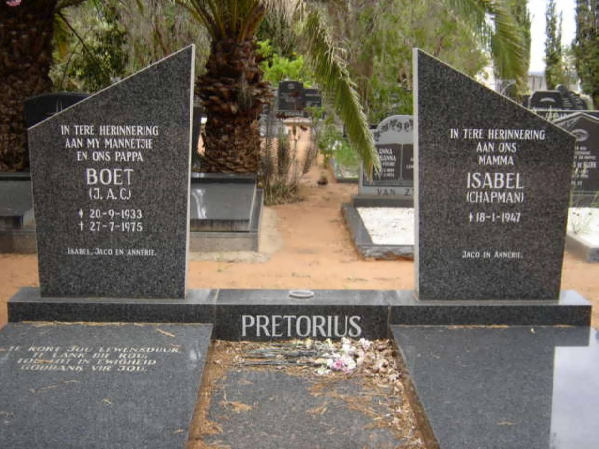 PRETORIUS J.A.C. 1933-1975 & Isabel CHAPMAN 1947-