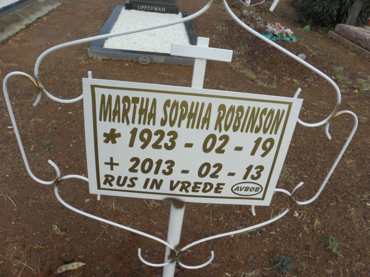 ROBINSON Martha Sophia 1923-2013