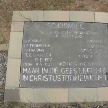 SCHOONBEE Johannes Diederiks 1908-1983 &amp; Susanna Petronella Catharina GROBLER 1917-1991