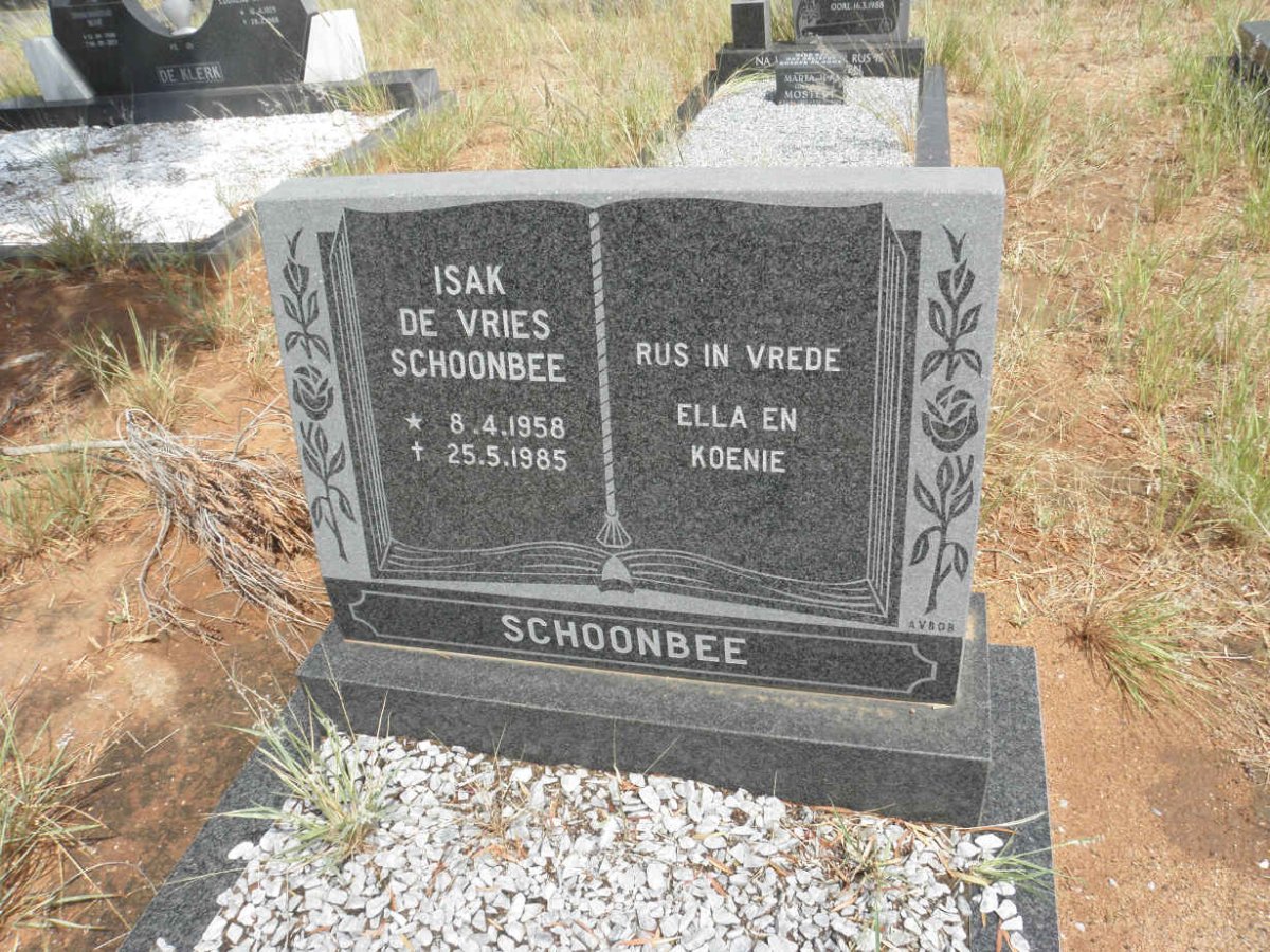 SCHOONBEE Isak De Vries 1958-1985