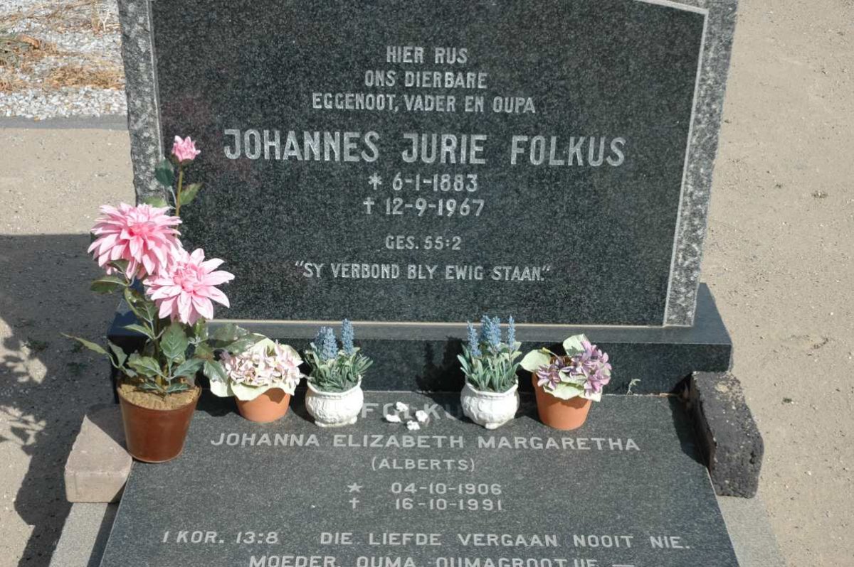 FOLKUS Johannes Jurie 1883-1967 & Johanna Elizabeth Margaretha ALBERTS 1906-1991