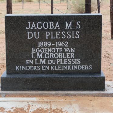 PLESSIS Jacoba M.S., du voorheen GROBLER 1889-1962