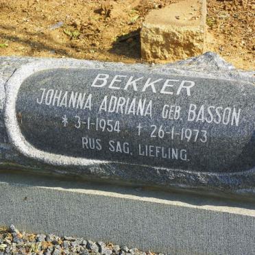 BEKKER Johanna Adriana nee BASSON 1954-1973