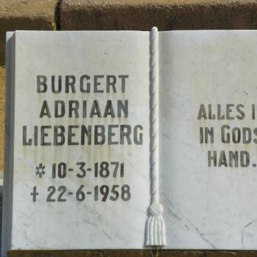 LIEBENBERG Burgert Adriaan 1871-1958
