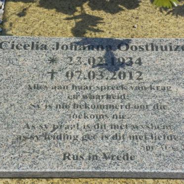 OOSTHUIZEN Johan Hendrik 1924-2002 &amp; Cicelia Johanna 1934-2012