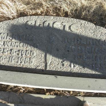 CLOETE Johannes Andries 1899-1957 &amp; Martha VERMEULEN 1900-1985