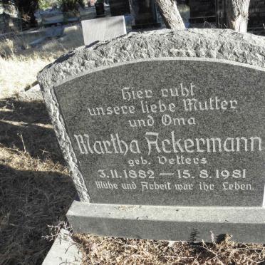ACKERMANN Martha nee VETTERS 1882-1981