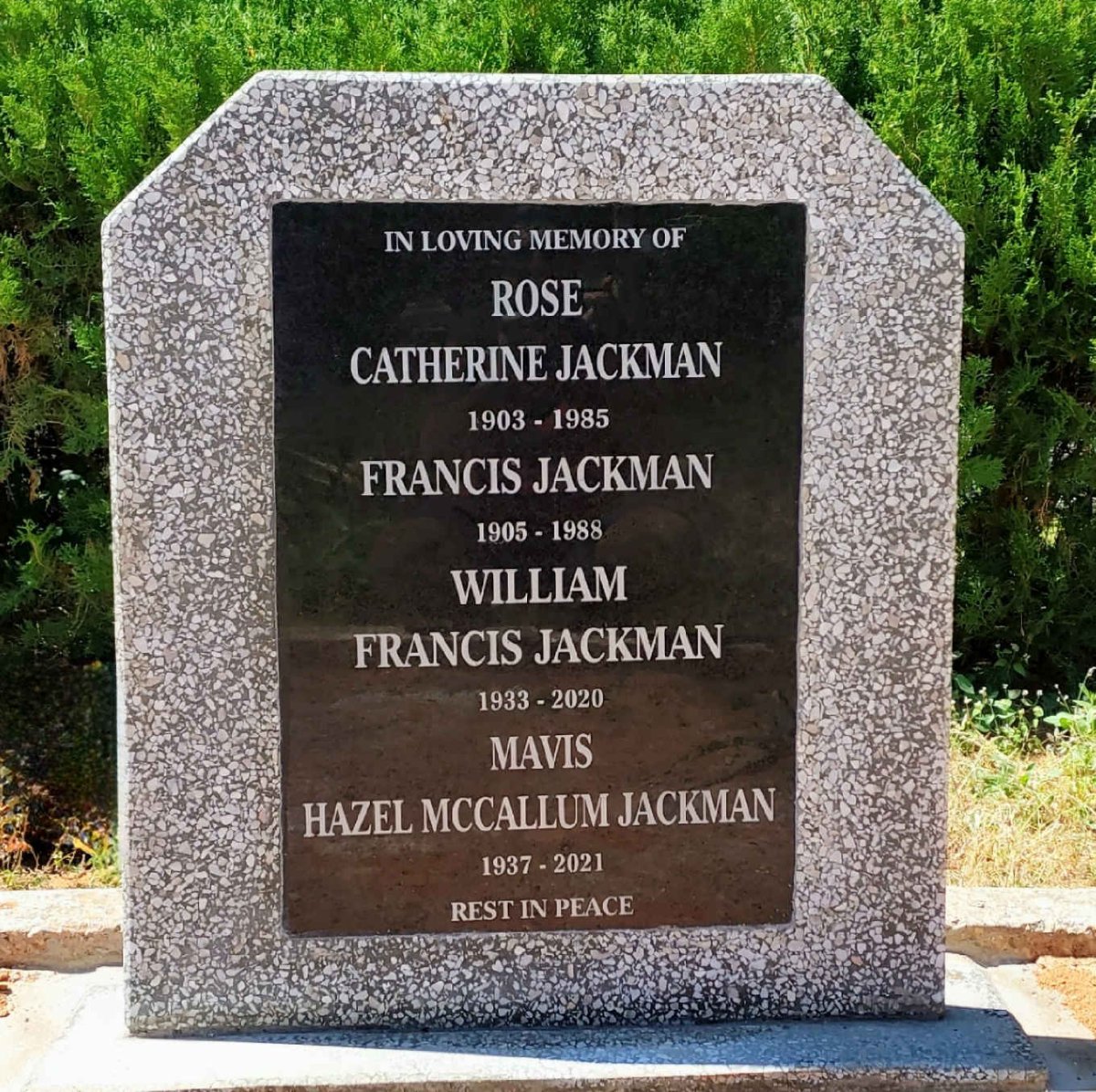 JACKMAN Francis 1905-1988 & Rose Catherine 1903-1985