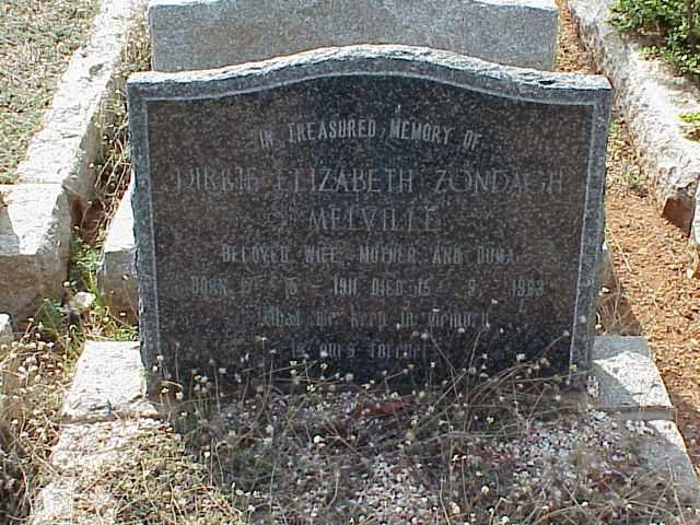 MELVILLE George Cornelis 1904-1992 & Dirkie Elizabeth Zondach 1911-1983