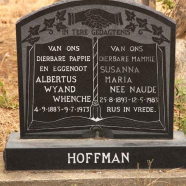 HOFFMAN Albertus Wyand Whenche 1883-1973 &amp; Susanna Maria NAUDE 1893-1983