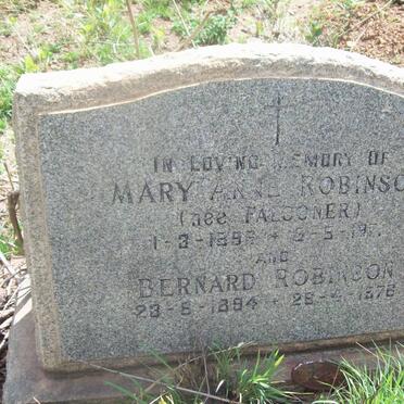 ROBINSON Bernard 1894-1976 &amp; Mary Anne FALCONER 1896-197?
