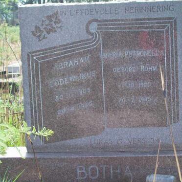 BOTHA Abraham Lodewijkus 1905-1980 &amp; Maria Petronella ROHM 1921-1983