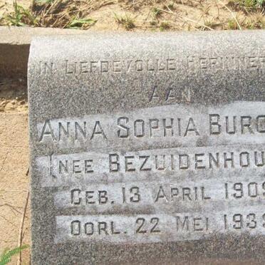 BURGER Anna Sophia nee BEZUIDENHOUT 1909-1939