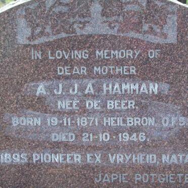 HAMMAN A.J.J.A. nee DE BEER 1871-1946