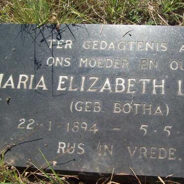 LOTTER Maria Elizabeth nee BOTHA 1894-1976