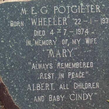 POTGIETER M.E.G. nee WHEELER 1933-1974