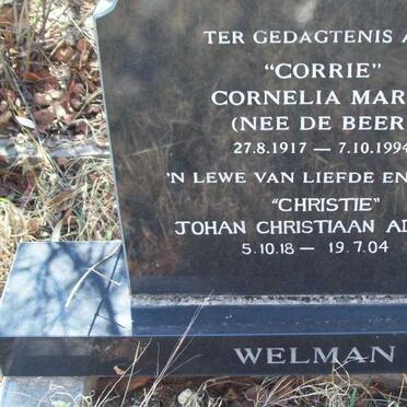 WELMAN Johan Christiaan Adriaan 1918-2004 &amp; Cornelia Maria DE BEER 1917-1994