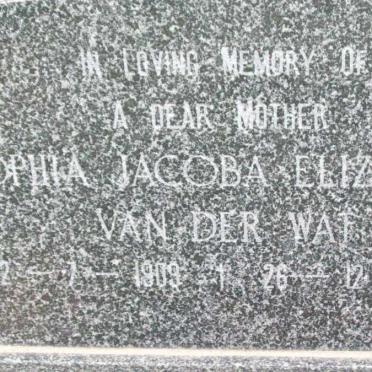 WAT Sophia Jacoba Elizabeth, van der 1909-1981