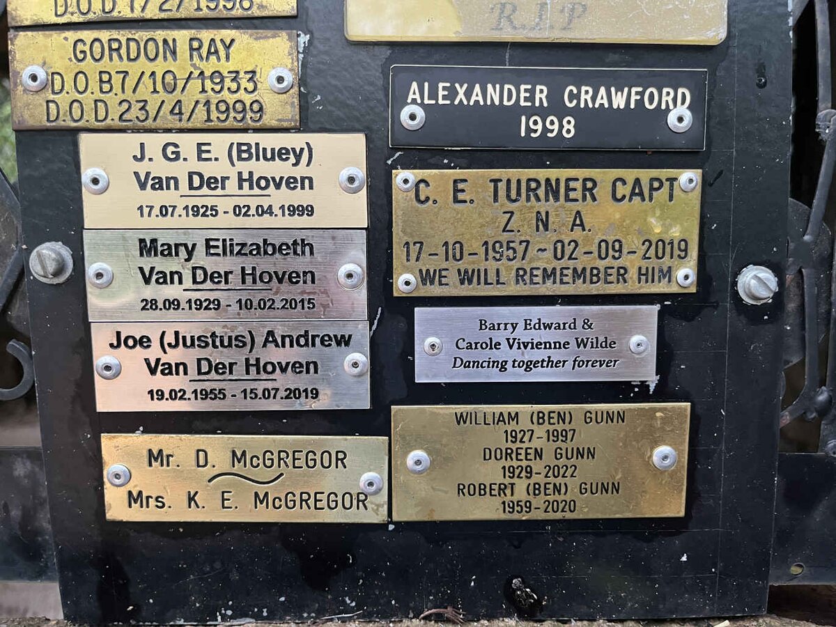 RAY :: VAN DER HOVEN :: MCGREGOR :: CRAWFORD :: TURNER :: WILDE :: GUNN