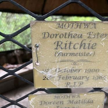 RITCHIE Dorothea Ester nee BURMEISTER 1900-1965