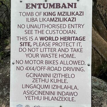 Notification: Tomb of King Mzilikazi 