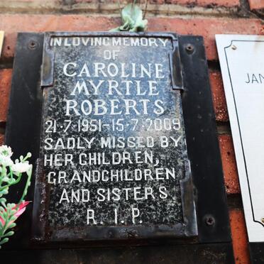 ROBERTS Caroline Myrtle 1951-2009