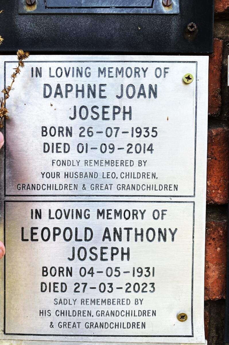 JOSEPH Leopold Anthony 1931-2023 & Daphne Joan 1935-2014
