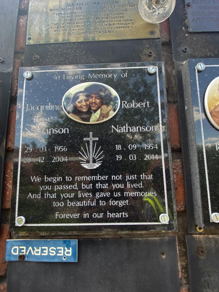 NATHANSON Robert 1954-2014 & Jacquiline Rose 1956-2001