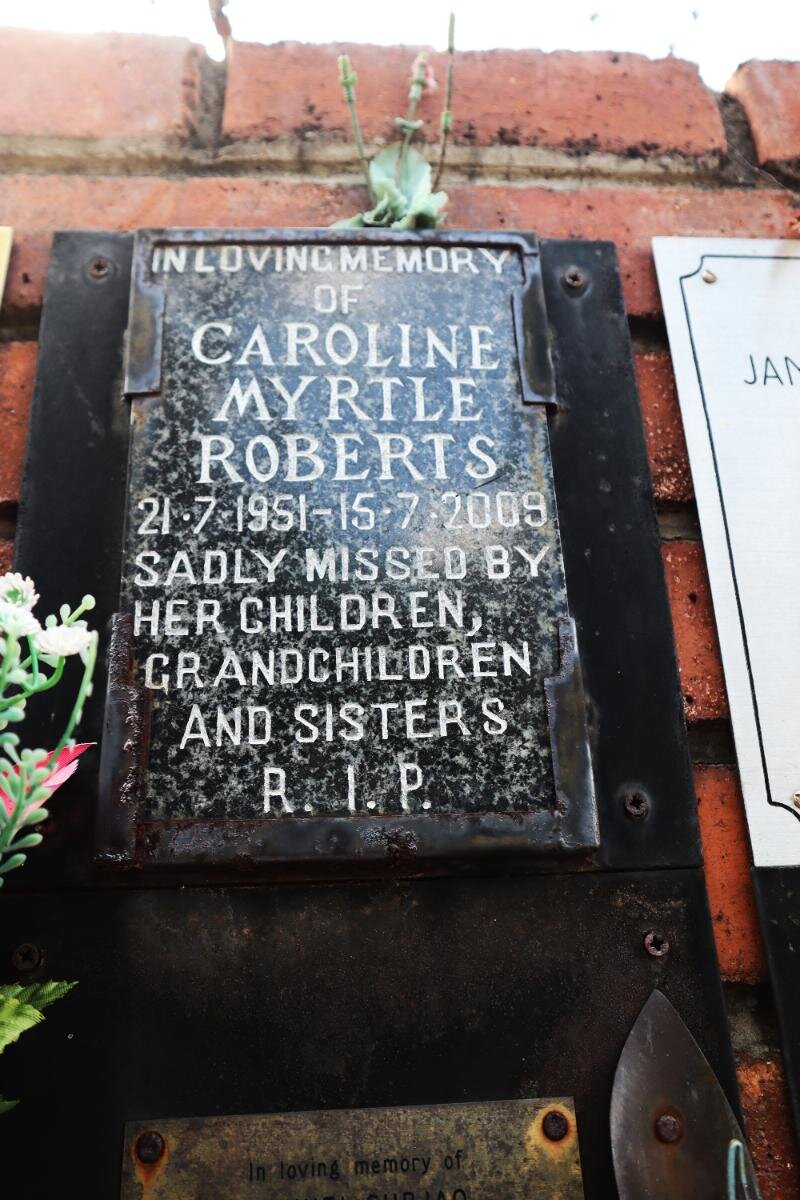 ROBERTS Caroline Myrtle 1951-2009