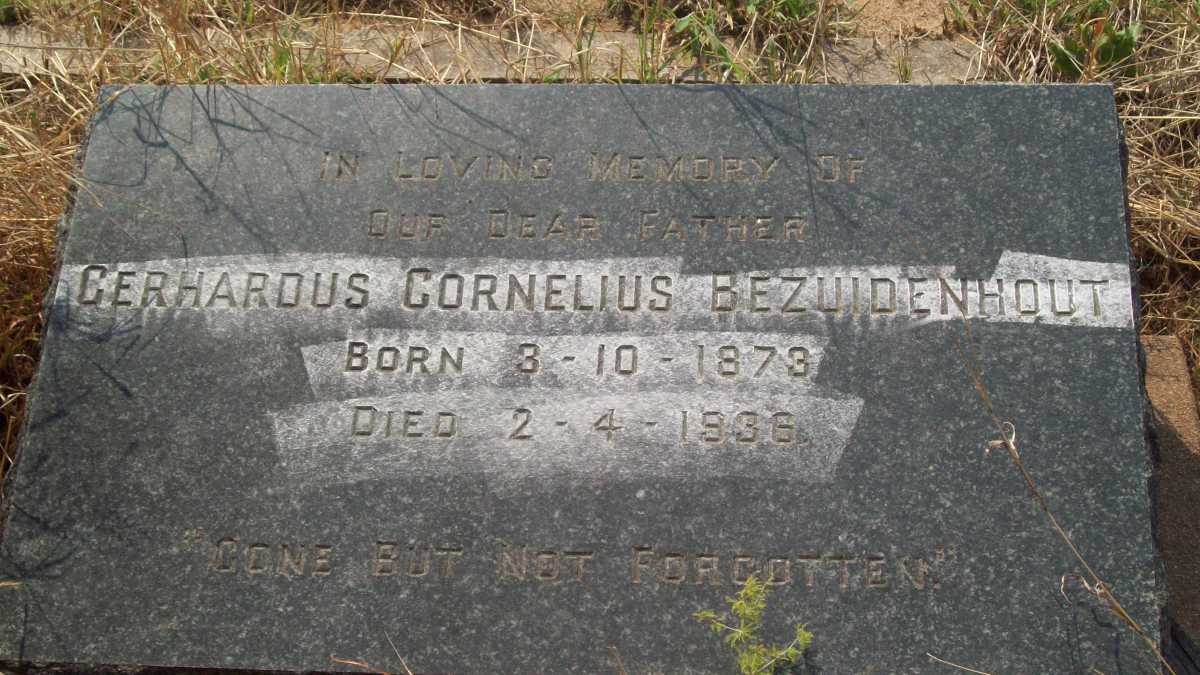 BEZUIDENHOUT Gerhardus Cornelius 1873-1936
