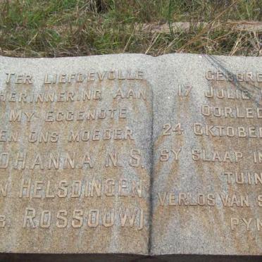 HELSDINGEN Johanna N.S., van nee ROSSOUW  1909-1963