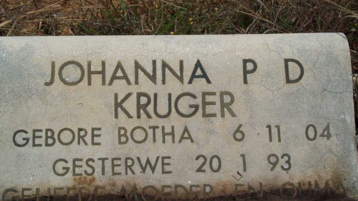 KRUGER Johanna P.D. nee BOTHA 1904-1993